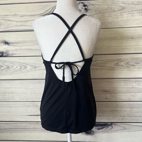 Patagonia Black Morning Glory Cross Back Ruched Tank Top - Picture 4 of 7